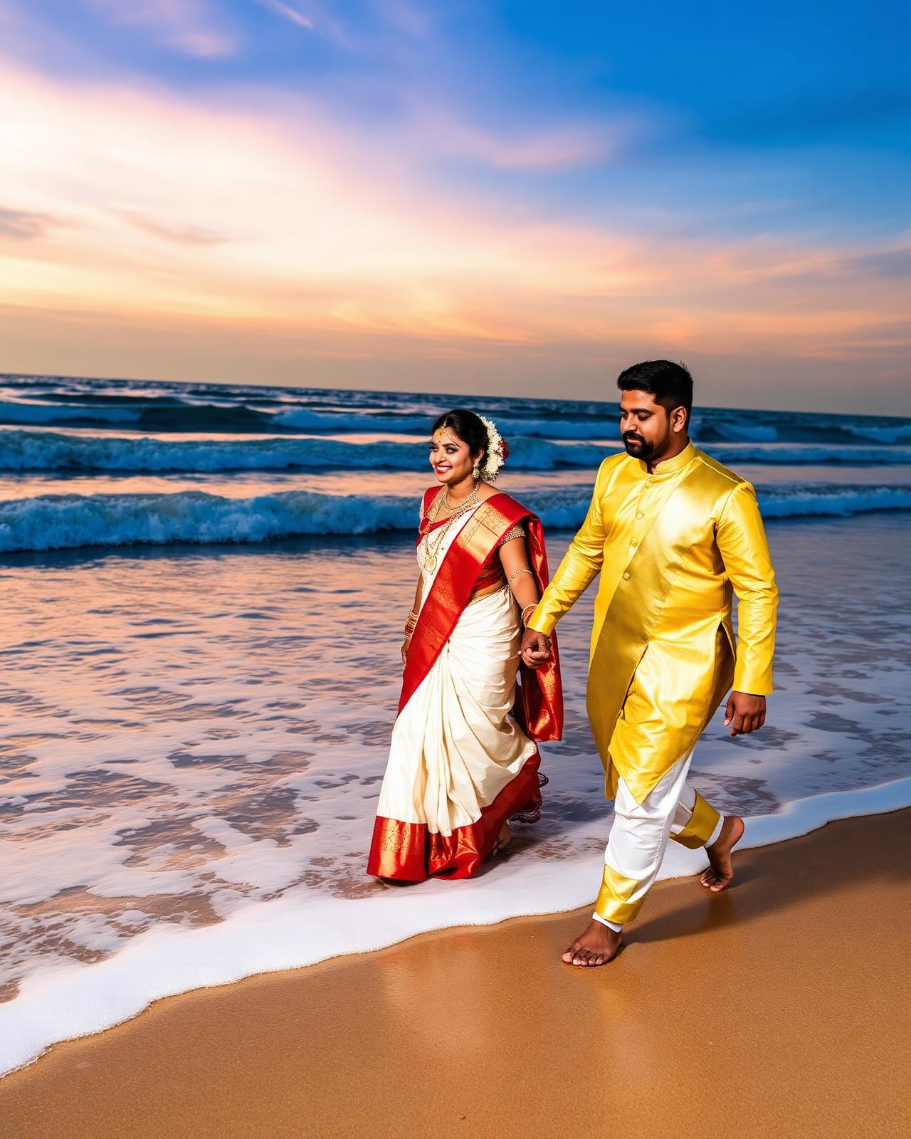 Couple on Chennai beach
