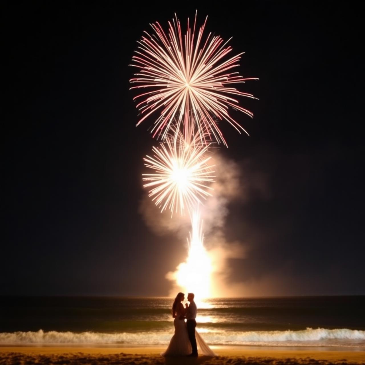 Fireworks over the shoreline